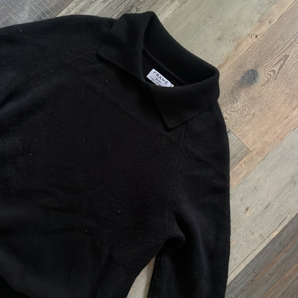 Frame Side Tie Sweater w/ Collar in Black Cashmere Size: Large (L) - Picture 4 of 16